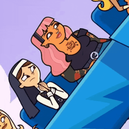 a cartoon drawing of a nun with a tattoo on her neck