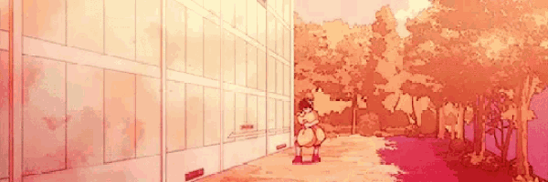 a cartoon of a person standing in front of a building .
