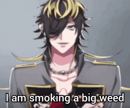 a picture of a man with the words " i am smoking a big weed "