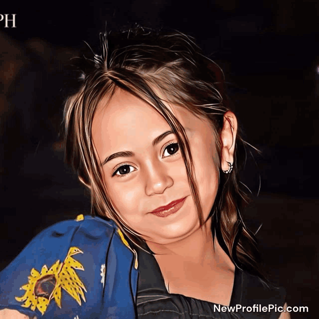a painting of a young girl with the letters ph on the bottom left
