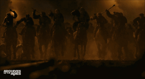 Planet Of The Apes Ape Army GIF - Planet Of The Apes Ape Army Horses GIFs