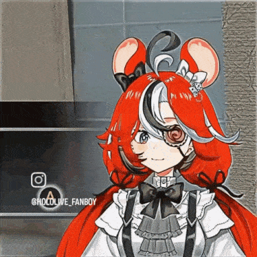 a drawing of a girl with red hair and the name hololive fanboy at the bottom