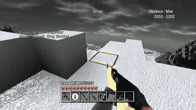 a person holding a gun in a video game that says distance max on the screen