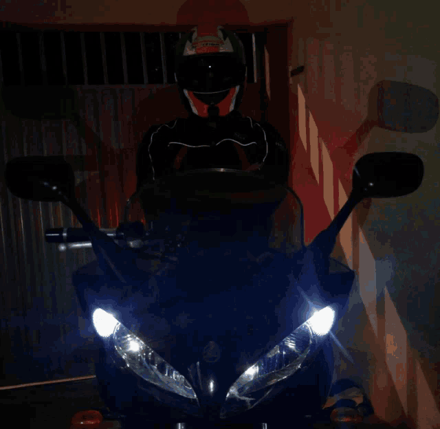 a person riding a motorcycle with a helmet that says ' stealth ' on it