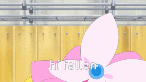 a picture of a flower with the words hi fallen on it
