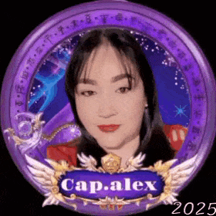a picture of a woman in a circle with the name cap alex