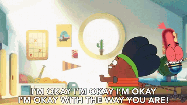 a cartoon says i 'm okay i 'm okay i 'm okay i 'm okay