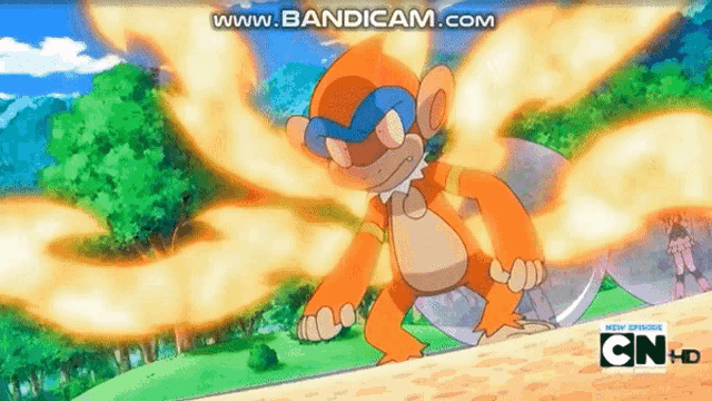 a cartoon of a monkey with flames coming out of it and the words www.bandicam.com at the top