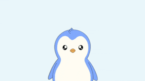 a blue and white penguin is surrounded by guns