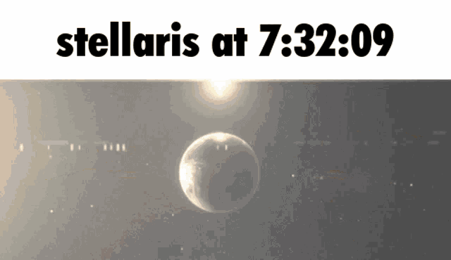 a clock shows that stellaris is at 7:32 09