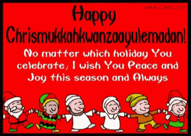 a christmas card that says happy chrismukkahkwanzaayulemadan