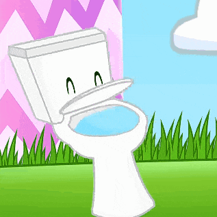 a cartoon drawing of a toilet with its lid up