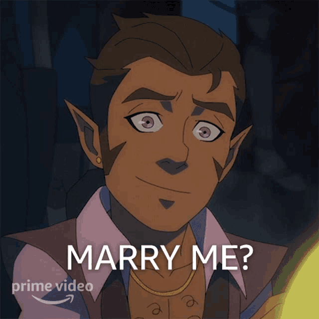 a cartoon of a man asking to marry him