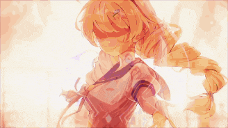a pixel art of a girl with a braid