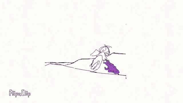 a black and white drawing of a person with a purple tongue sticking out of their mouth .