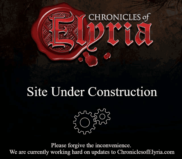 a sign for the chronicles of elyria says that the site is under construction