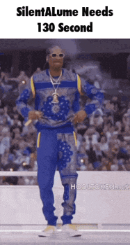 snoop dogg is dancing in front of a crowd with the words silentalume needs 130 second written on the bottom
