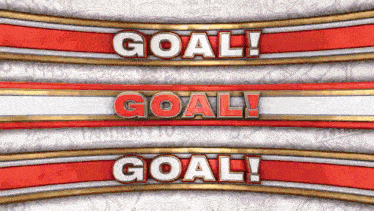 the word goal is on a red and white background