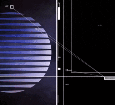 a blue and white striped sphere with the letters g91 on the bottom right