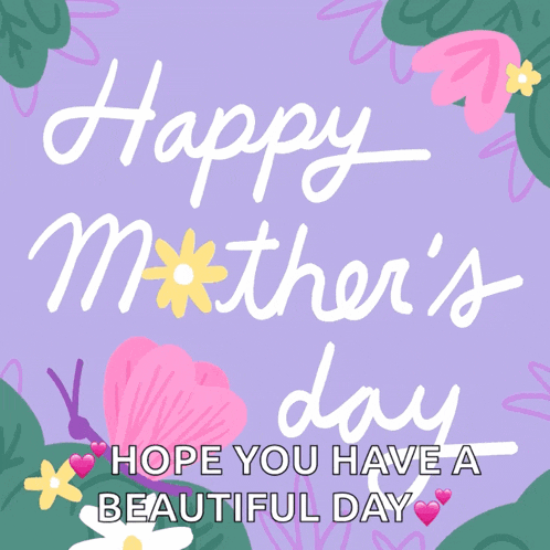 happy mother 's day hope you have a beautiful day written on a purple background