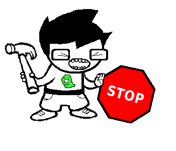 a cartoon character with a hammer and a stop sign