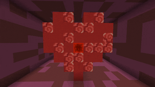 a heart shaped block in a minecraft game with a red center