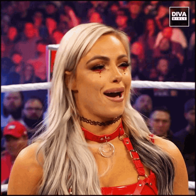 a woman in a ring with a diva logo on the bottom