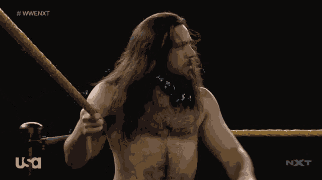 a man in a wrestling ring with a usa logo on the bottom right