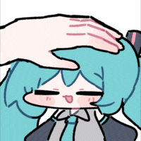 a hand is petting the head of a cartoon girl
