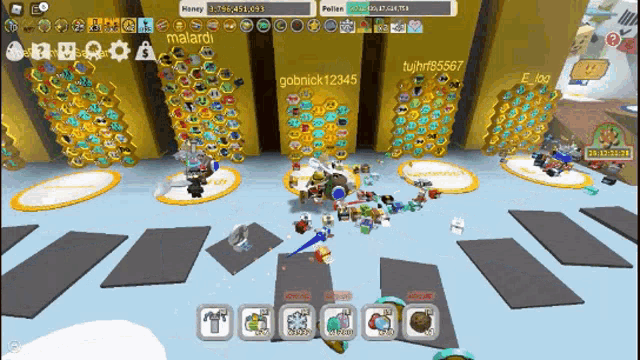 a group of people are playing a game called bee swarm