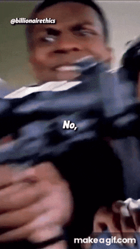 a gif of a man holding a gun that says " no "
