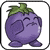a purple eggplant with a green leaf on top of it is a cartoon character .