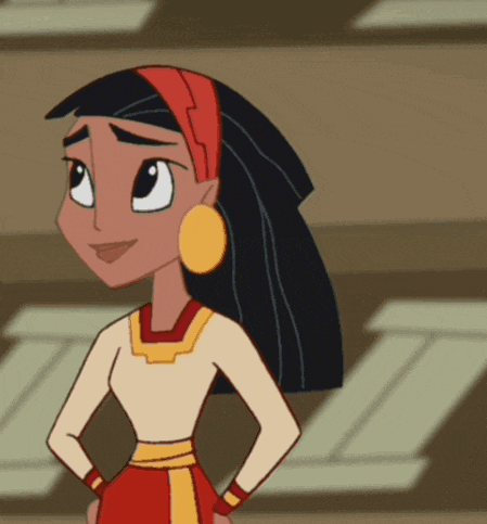a cartoon girl wearing a headband and earrings