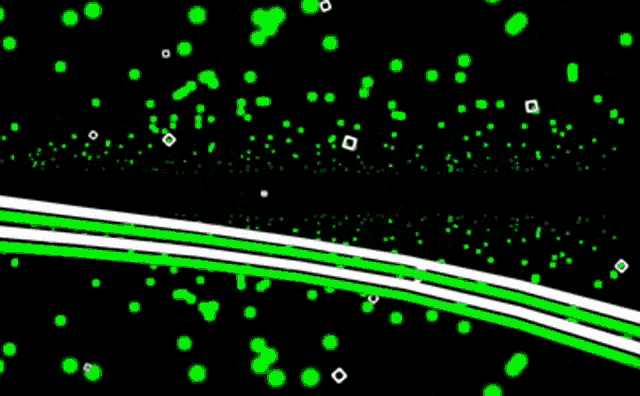 the word cock is surrounded by green and white dots