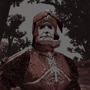 a pixel art of a knight with a sword