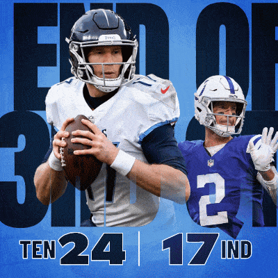 two football players on a blue background with the numbers ten 24 and 17