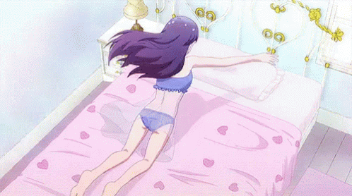 Ruri Hibarigaoka ベッド　転んだ　疲れた　パンツ GIF - Ruri Hibarigaoka Embarrassed Bed GIFs
