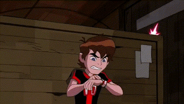 ben tennyson from ben 10 is wearing a watch and waving