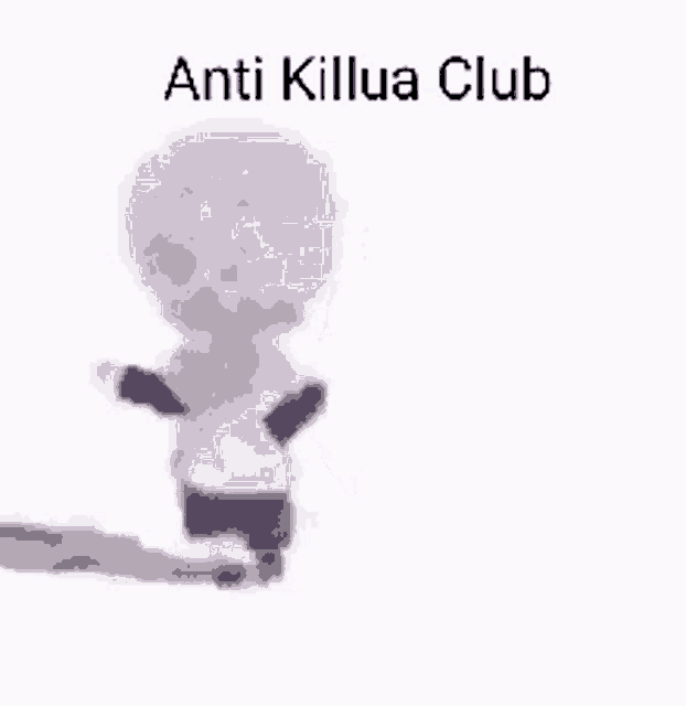 a pixel art of a person walking with the words `` anti killua club '' written on the bottom .