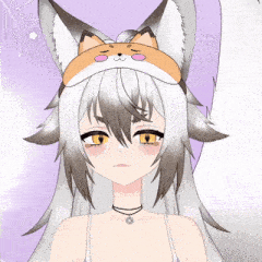 a girl with fox ears is wearing a headband with a cat face on it