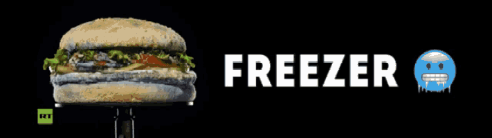 a picture of a hamburger with the word freezer on the bottom