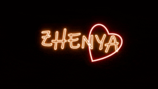 a neon sign with the word zhenya in a heart