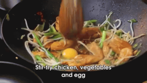 Stir Fry Chicken, Vegetables, Egg GIF - Thai Food Stir Fry Chicken Stir Fry GIFs