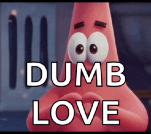 patrick star from spongebob squarepants making a heart with his hands