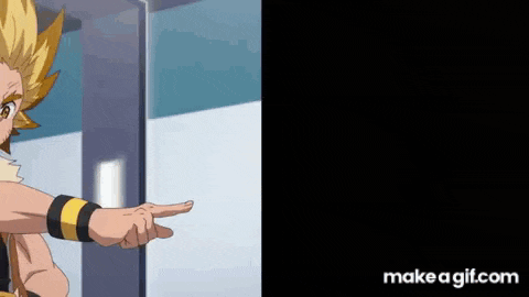 a cartoon character is pointing at something with his finger while standing in front of a door .