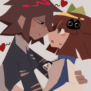 a drawing of a boy and a girl kissing with the word viola in the bottom right