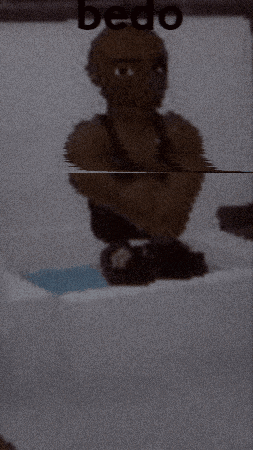 a blurred image of a person with the word bedo on the bottom