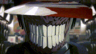 a close up of a cartoon character 's face with a large mouth