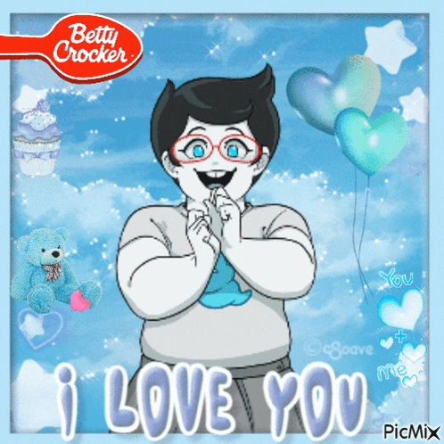 a betty crocker advertisement with a boy in a white shirt