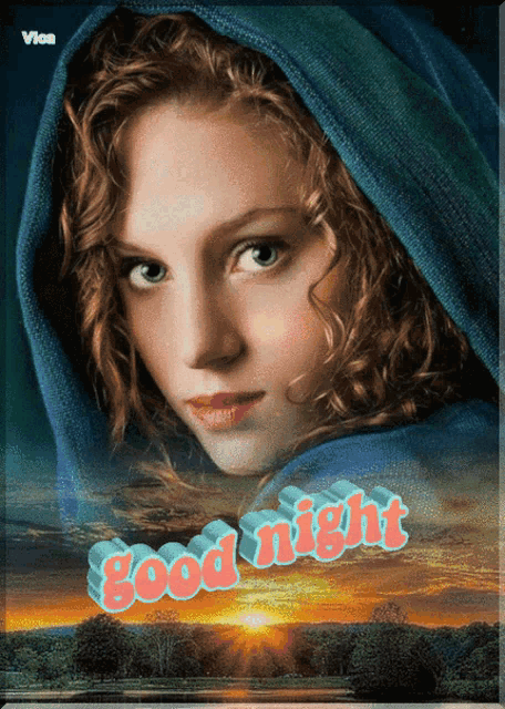 a picture of a woman and the words good night